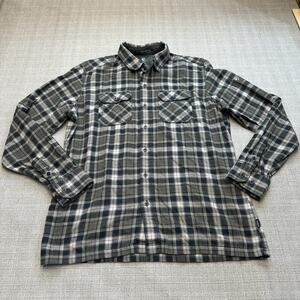 Kuhl Flannel Shirt Mens Medium Button Up Outdoor Gorpcore Hiking Dark Grey Plaid
